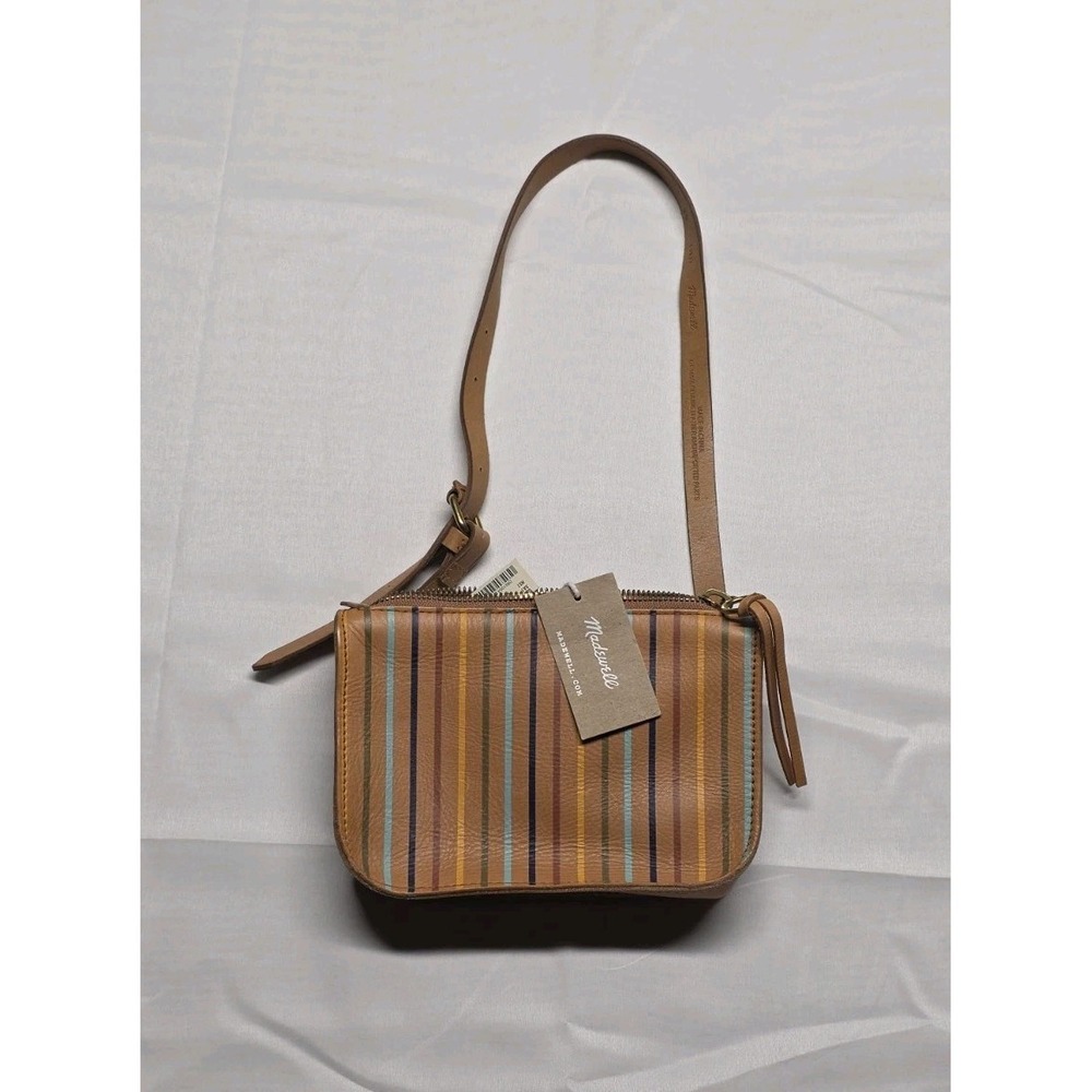 New Madewell The Simple Pouch Leather Belt Bag- Rainbow Stripe Edition Sz Xs